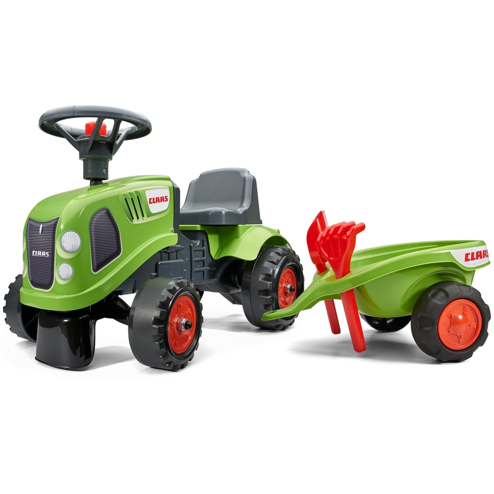 FALK Traktorius Baby Claas Green su priekaba ir priedais nuo 1 metų amžiaus-Judėjimui, Paspiriamosios mašinėlės ir jų priedai, P