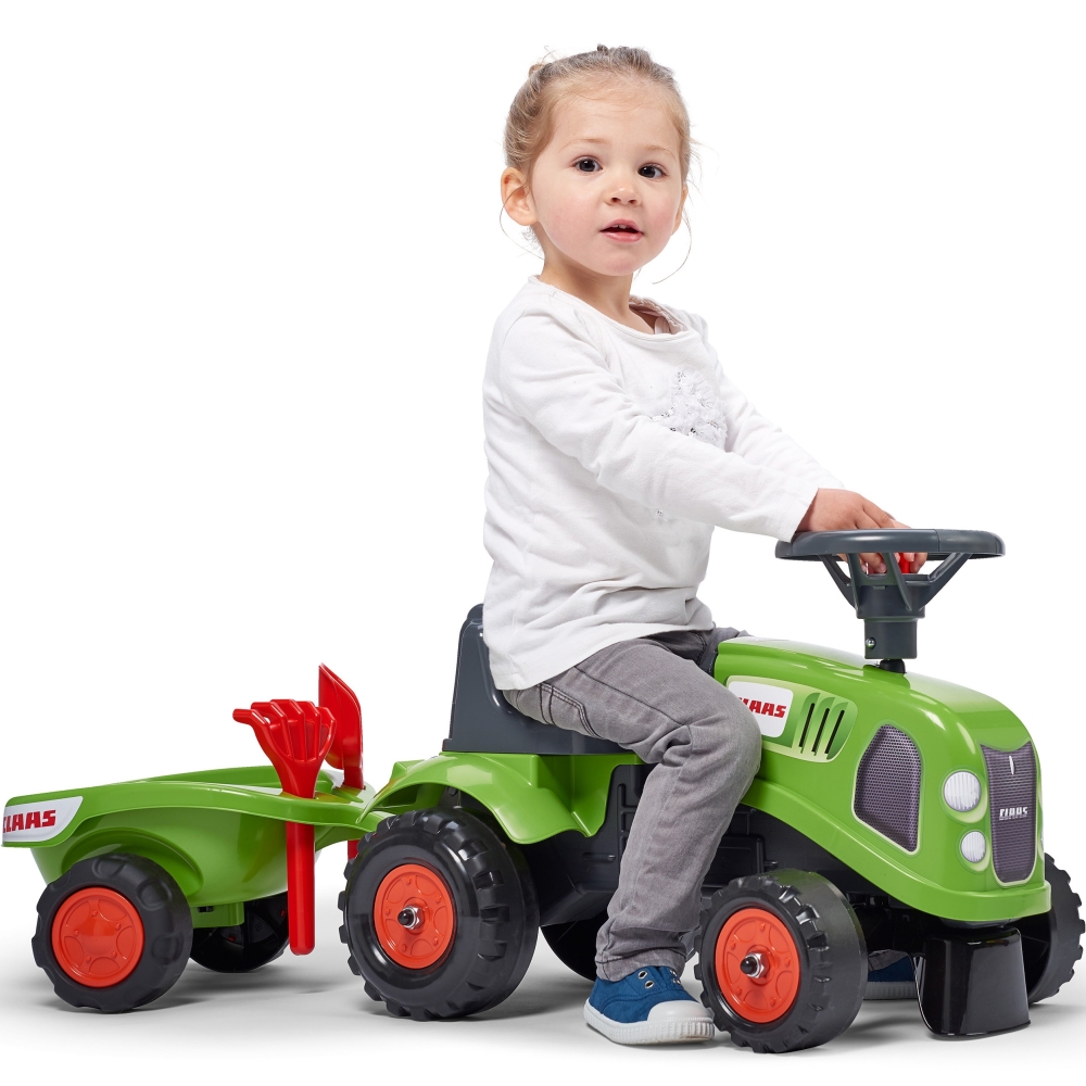 FALK Traktorius Baby Claas Green su priekaba ir priedais nuo 1 metų amžiaus-Judėjimui, Paspiriamosios mašinėlės ir jų priedai, P