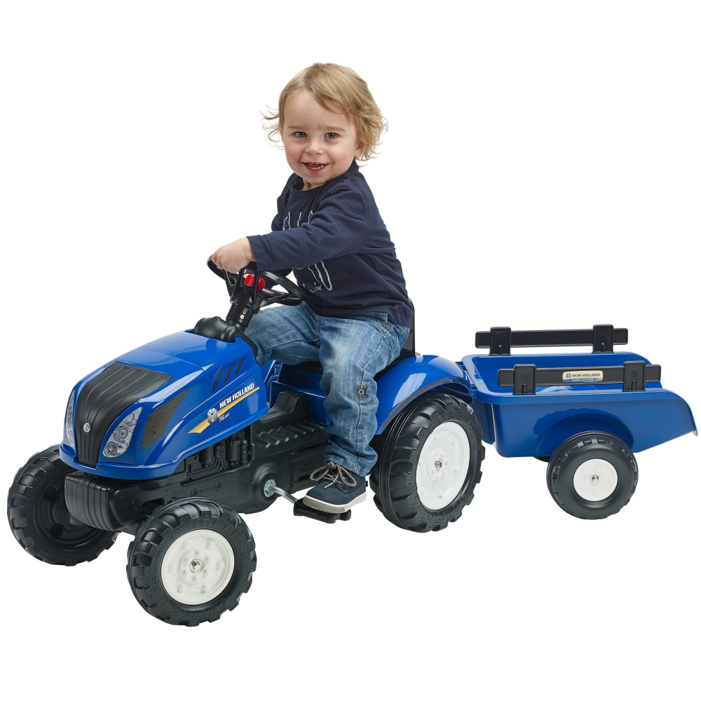 Pedalinis traktorius FALK New Holland Large su priekaba + atidaromas variklio dangtis nuo 2 metų-Judėjimui, Minami traktoriai ir