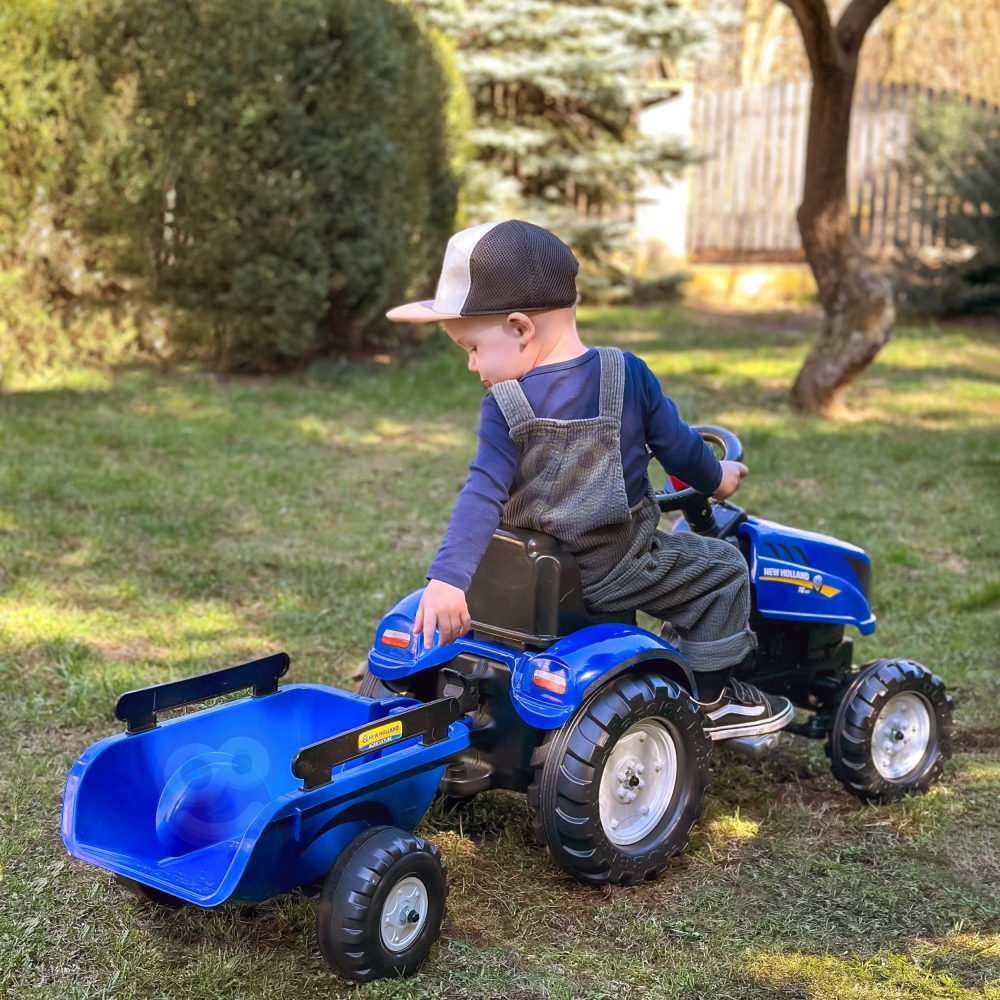 Pedalinis traktorius FALK New Holland Large su priekaba + atidaromas variklio dangtis nuo 2 metų-Judėjimui, Minami traktoriai ir