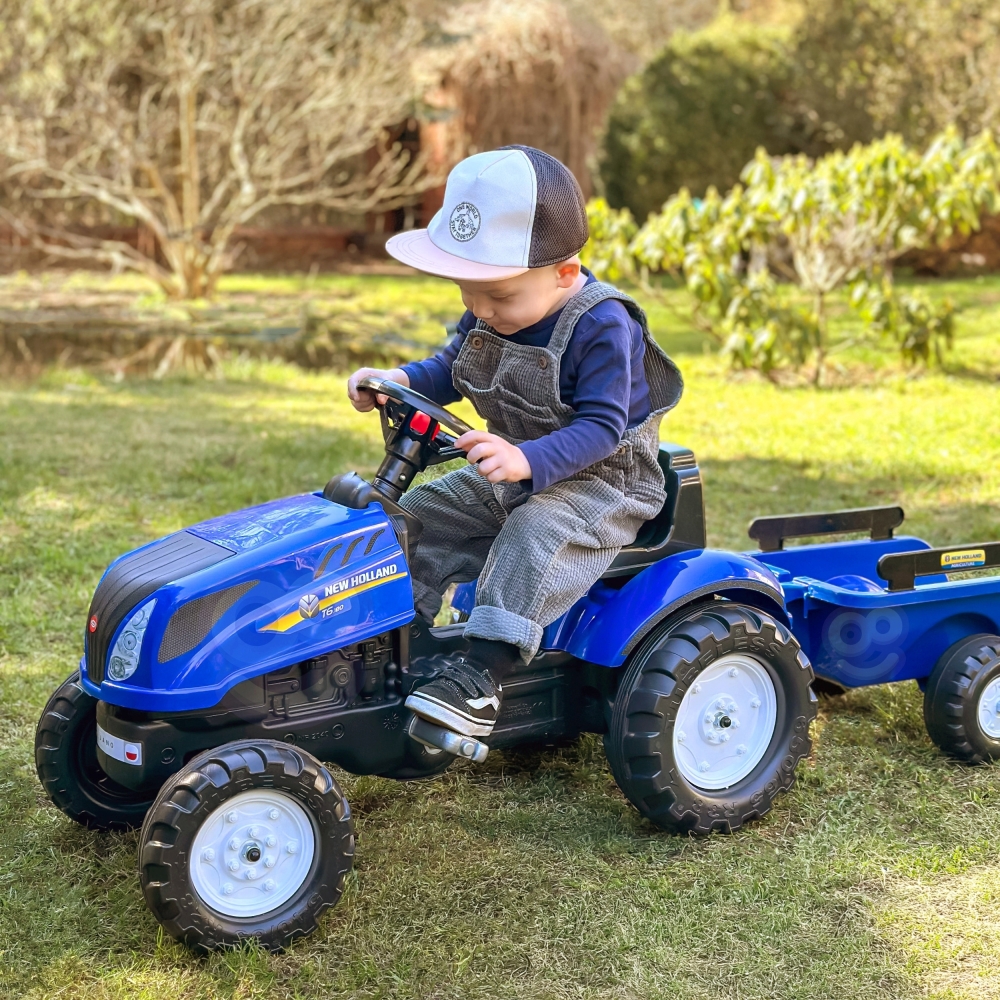 Pedalinis traktorius FALK New Holland Large su priekaba + atidaromas variklio dangtis nuo 2 metų-Judėjimui, Minami traktoriai ir