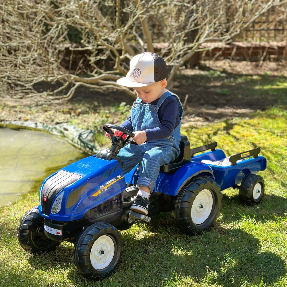 Pedalinis traktorius FALK New Holland Large su priekaba + atidaromas variklio dangtis nuo 2 metų-Judėjimui, Minami traktoriai ir