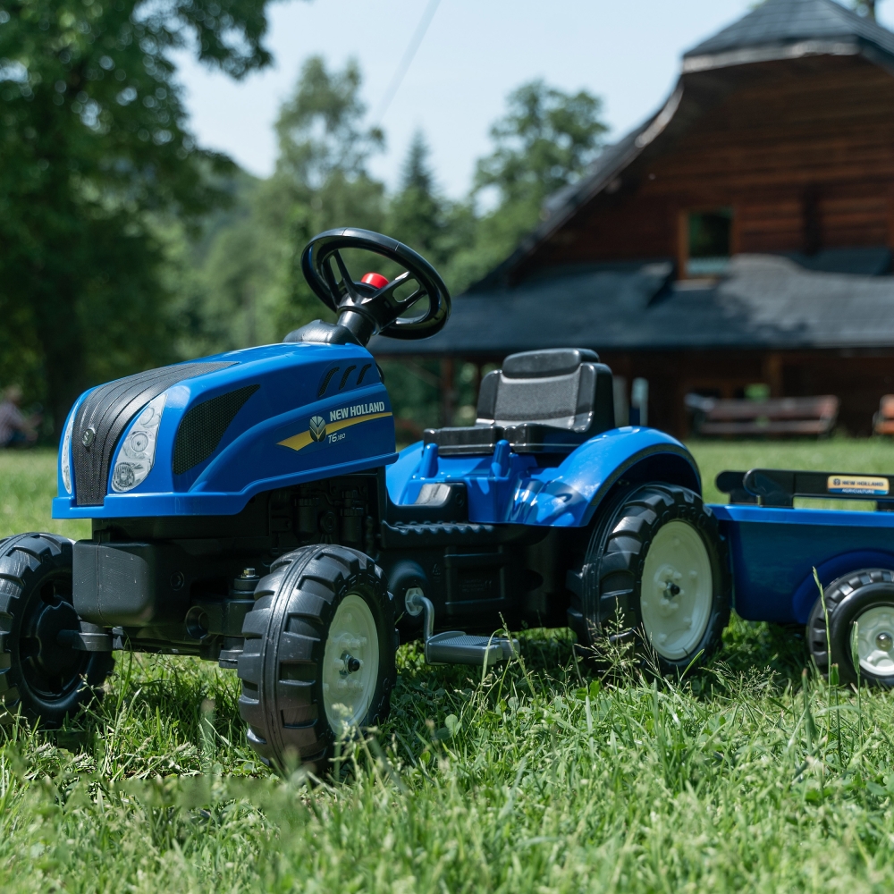 Pedalinis traktorius FALK New Holland Large su priekaba + atidaromas variklio dangtis nuo 2 metų-Judėjimui, Minami traktoriai ir