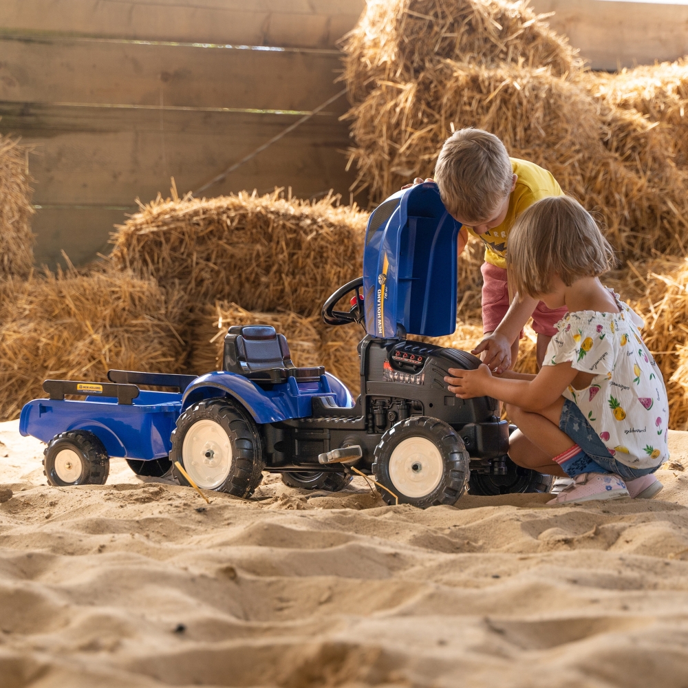 Pedalinis traktorius FALK New Holland Large su priekaba + atidaromas variklio dangtis nuo 2 metų-Judėjimui, Minami traktoriai ir