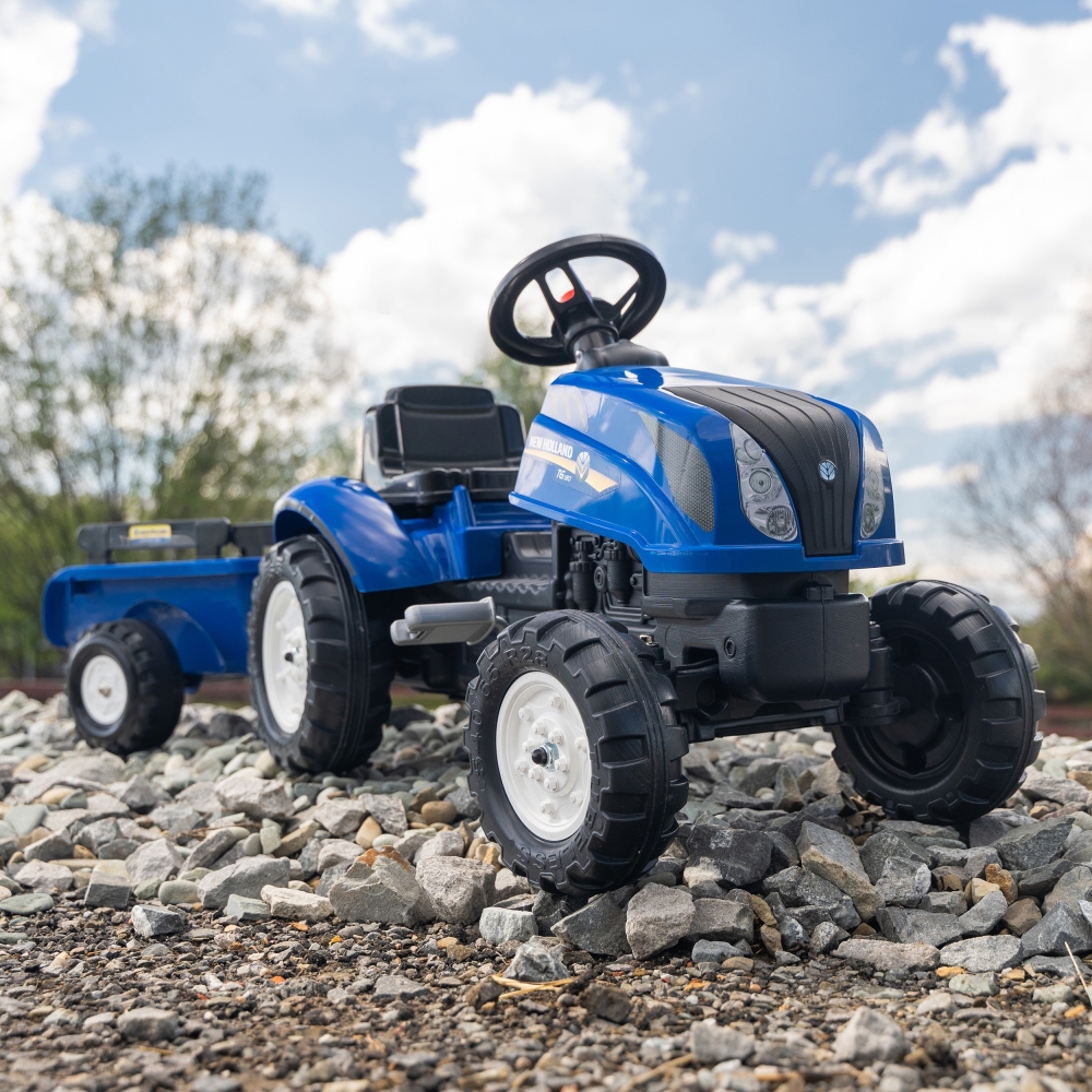 FALK Traktor na Pedały New Holland Duży z Przyczepką + Otwierana Maska od 2 lat