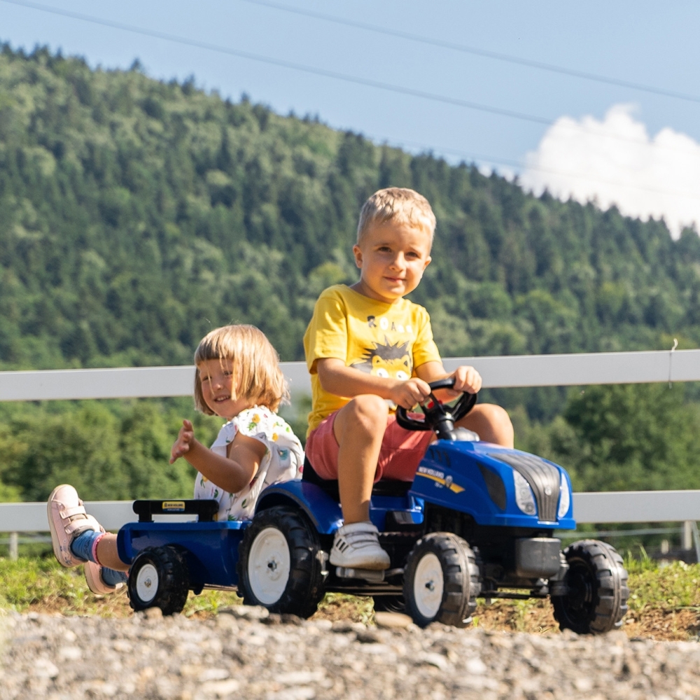 Pedalinis traktorius FALK New Holland Large su priekaba + atidaromas variklio dangtis nuo 2 metų-Judėjimui, Minami traktoriai ir