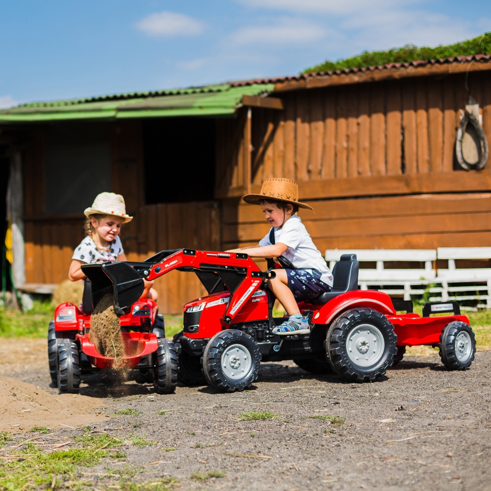 Pedalinis traktorius su priekaba FALK Massey Ferguson raudonas nuo 3 metų-Judėjimui, Minami traktoriai ir jų priedai-e-vaikas