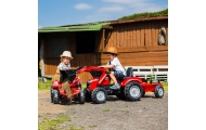 Pedalinis traktorius su priekaba FALK Massey Ferguson raudonas nuo 3 metų-Judėjimui, Minami traktoriai ir jų priedai-e-vaikas