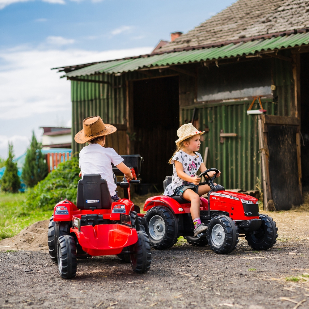 Pedalinis traktorius su priekaba FALK Massey Ferguson raudonas nuo 3 metų-Judėjimui, Minami traktoriai ir jų priedai-e-vaikas