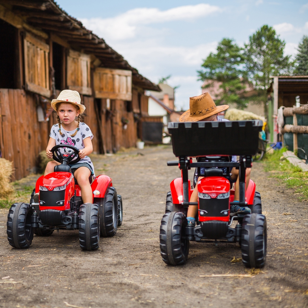 Pedalinis traktorius su priekaba FALK Massey Ferguson raudonas nuo 3 metų-Judėjimui, Minami traktoriai ir jų priedai-e-vaikas