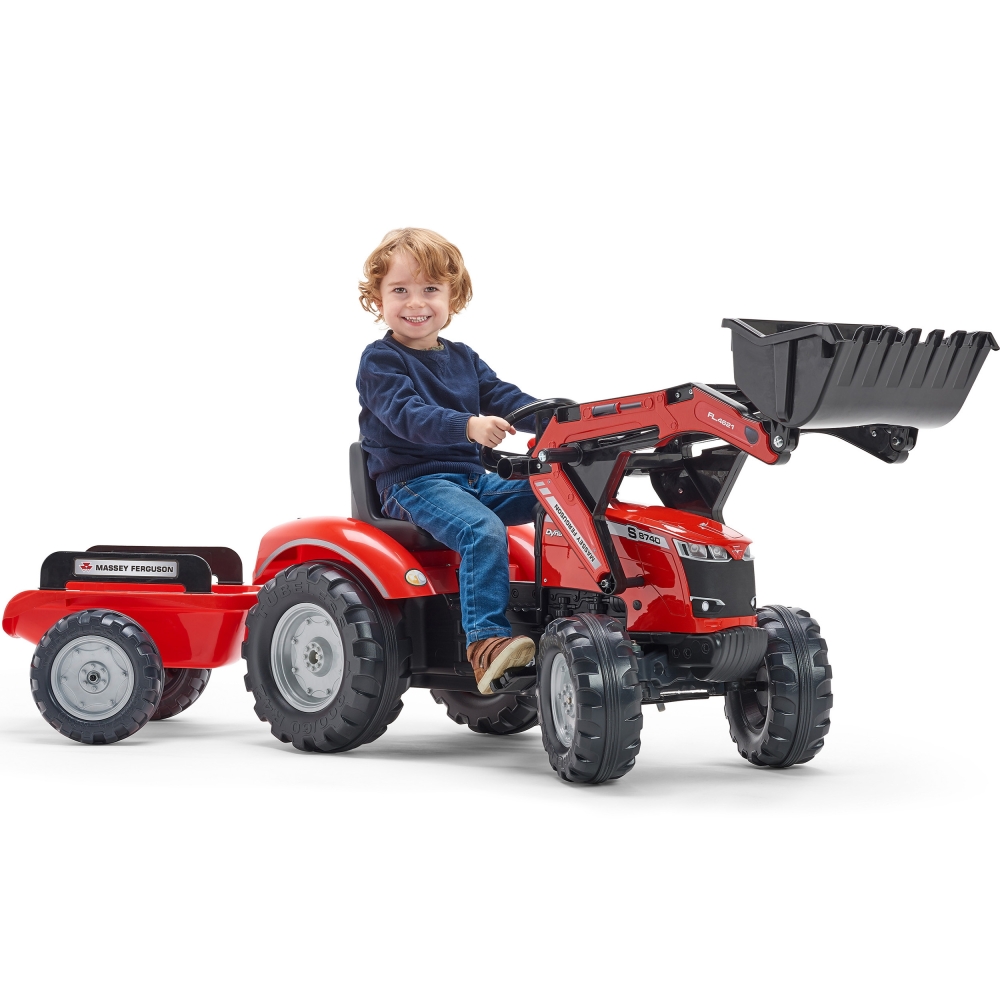 Pedalinis traktorius su priekaba FALK Massey Ferguson raudonas nuo 3 metų-Judėjimui, Minami traktoriai ir jų priedai-e-vaikas