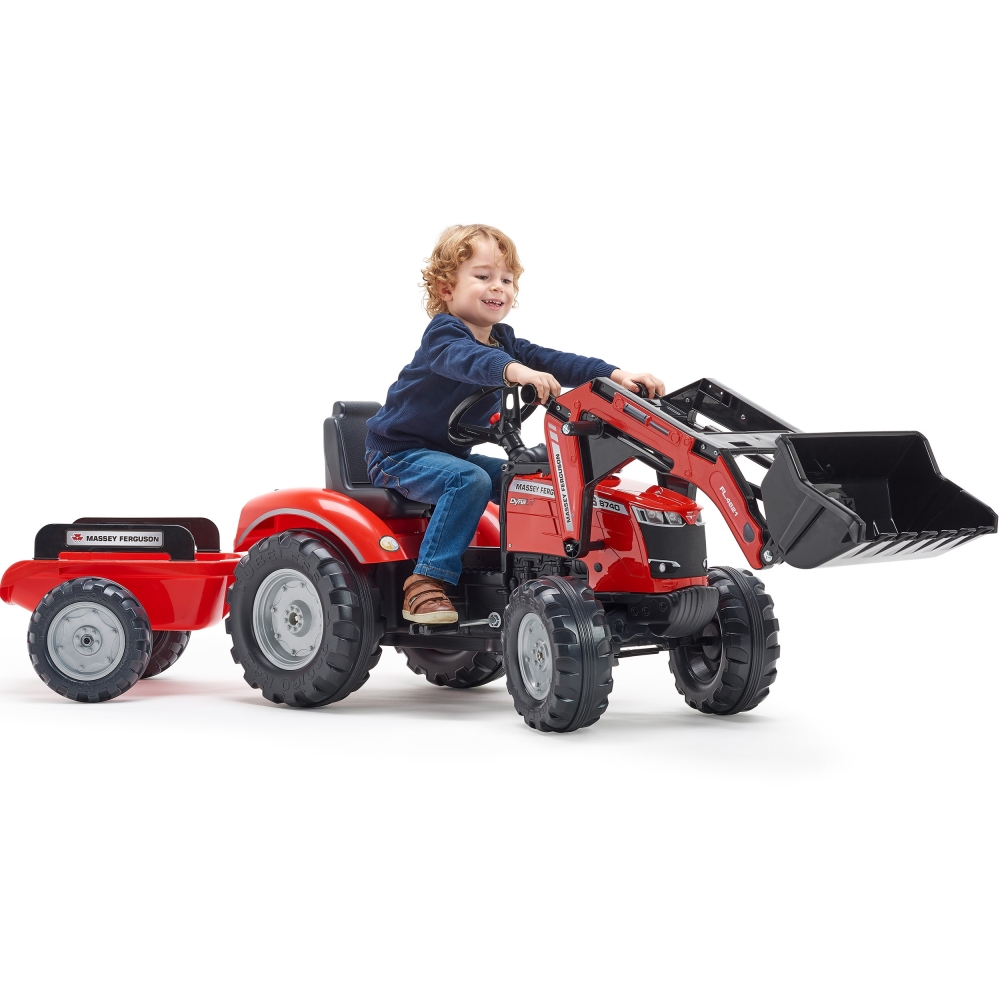Pedalinis traktorius su priekaba FALK Massey Ferguson raudonas nuo 3 metų-Judėjimui, Minami traktoriai ir jų priedai-e-vaikas