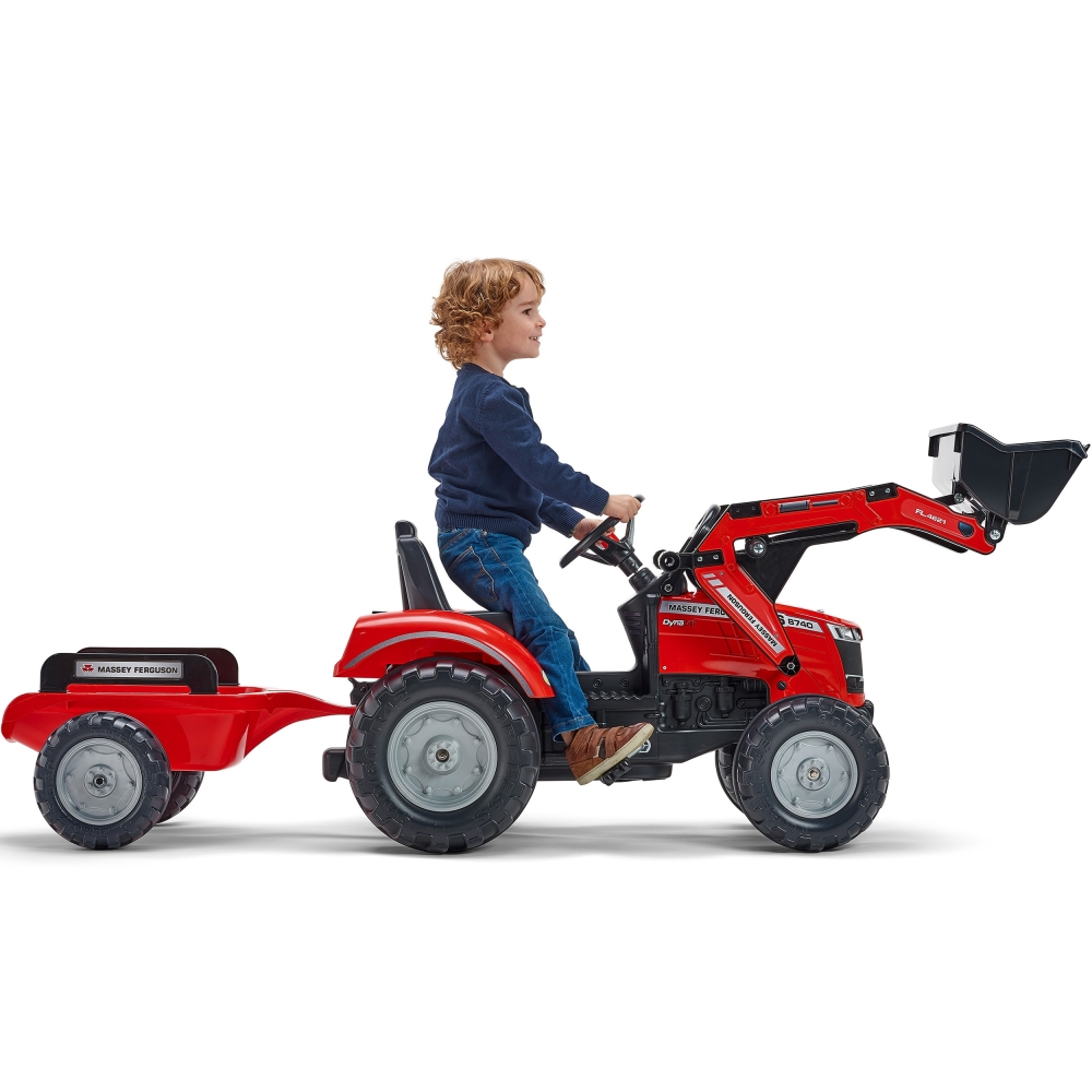 Pedalinis traktorius su priekaba FALK Massey Ferguson raudonas nuo 3 metų-Judėjimui, Minami traktoriai ir jų priedai-e-vaikas