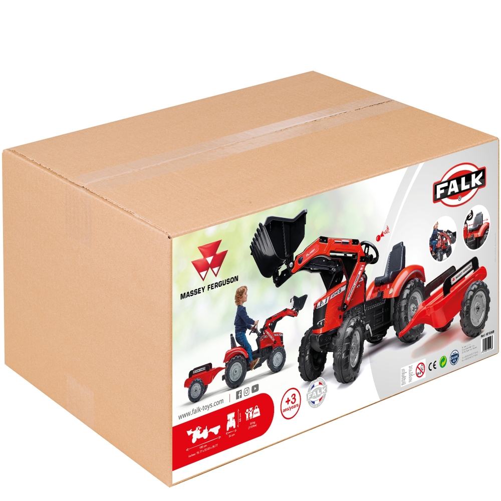 Pedalinis traktorius su priekaba FALK Massey Ferguson raudonas nuo 3 metų-Judėjimui, Minami traktoriai ir jų priedai-e-vaikas