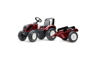 FALK Traktorek Czerwony Valtra S4 na Pedały z Przyczepką od 3 Lat