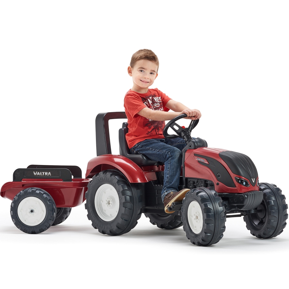 FALK Raudonasis Valtra S4 pedalinis traktorius su priekaba nuo 3 metų amžiaus
