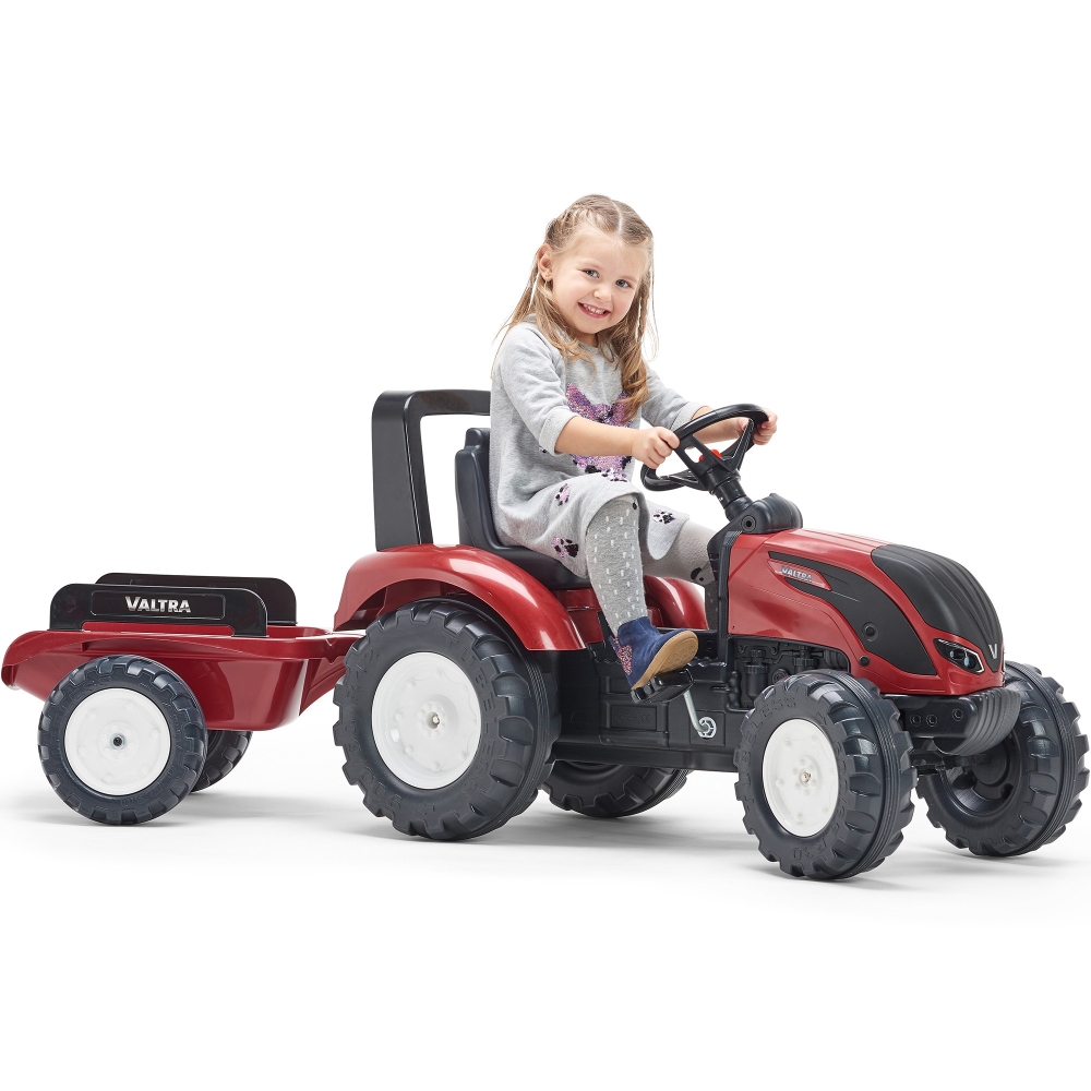 FALK Raudonasis Valtra S4 pedalinis traktorius su priekaba nuo 3 metų amžiaus