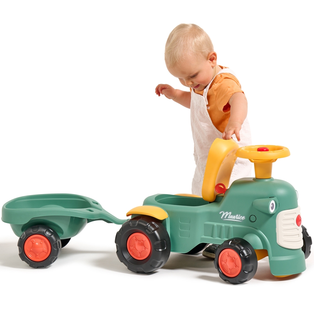 FALK Baby Maurice Green Vintage Tractor with Trailer for ages 1-3