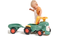 Paspiriamas senovinis traktorius su priekaba FALK Baby Maurice, žalias, 1–3 m.