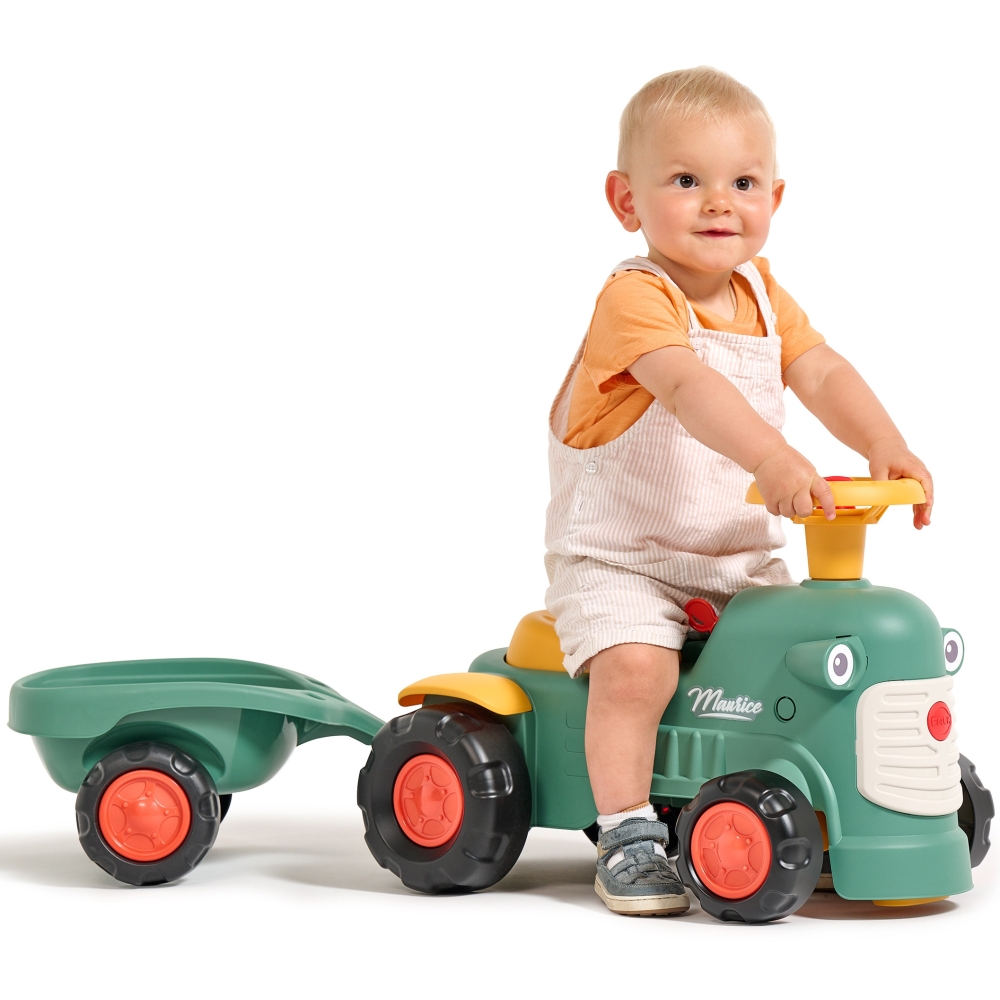 FALK Baby Maurice Green Vintage Tractor with Trailer for ages 1-3