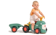 Paspiriamas senovinis traktorius su priekaba FALK Baby Maurice, žalias, 1–3 m.