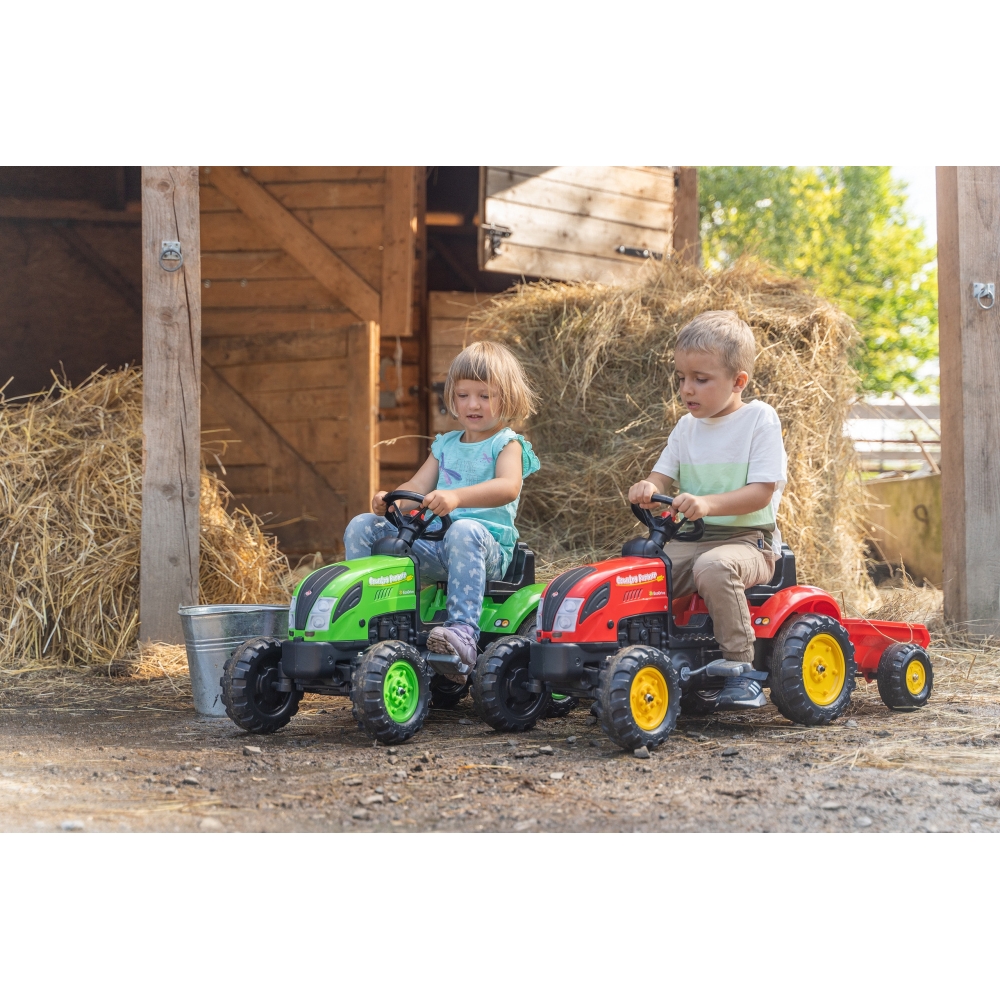 Pedalinis traktorius su priekaba FALK Country Farmer žalias 2-5 metų amžiaus-Judėjimui, Minami traktoriai ir jų priedai-e-vaikas