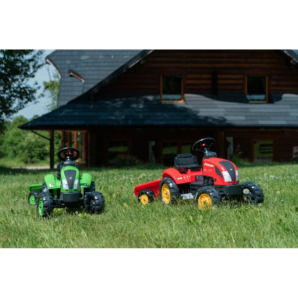 Pedalinis traktorius su priekaba FALK Country Farmer žalias 2-5 metų amžiaus-Judėjimui, Minami traktoriai ir jų priedai-e-vaikas