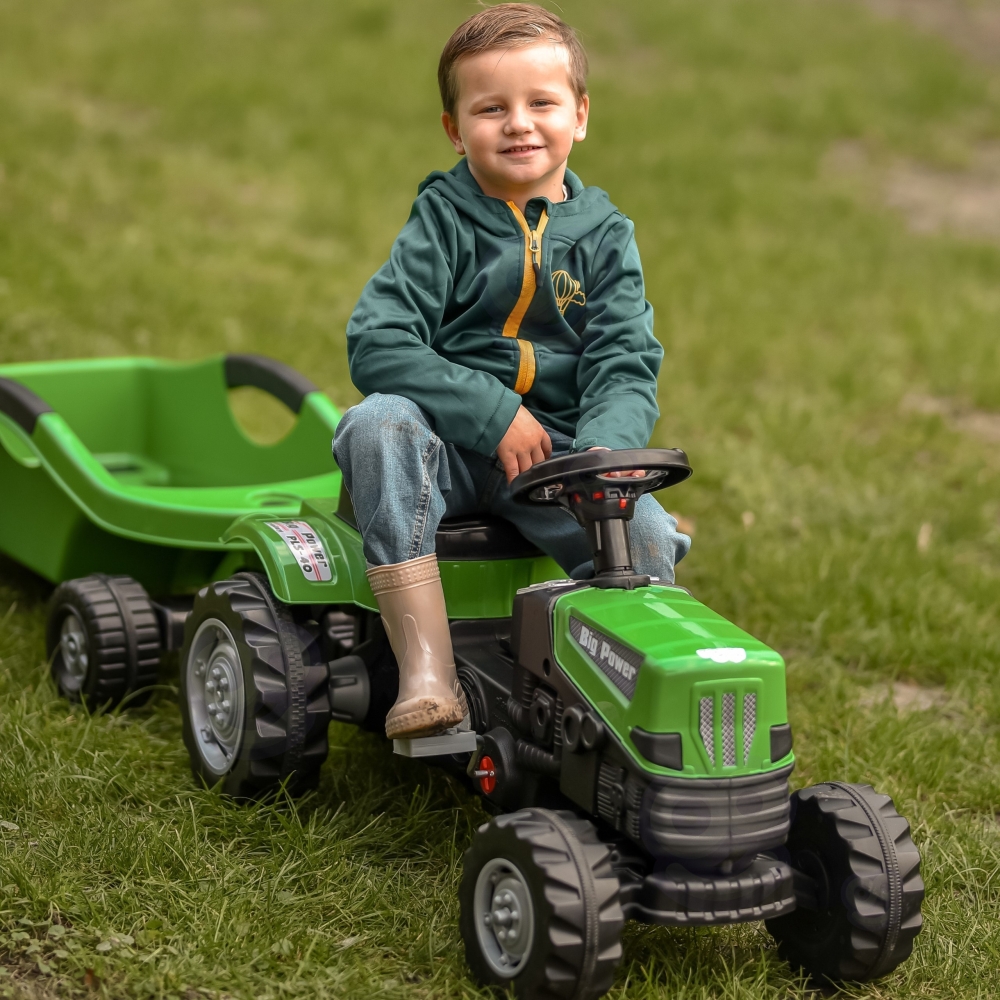 Pedalinis traktorius WOOPIE Big PowerTrac su priekaba XXL-Judėjimui, Minami traktoriai ir jų priedai-e-vaikas