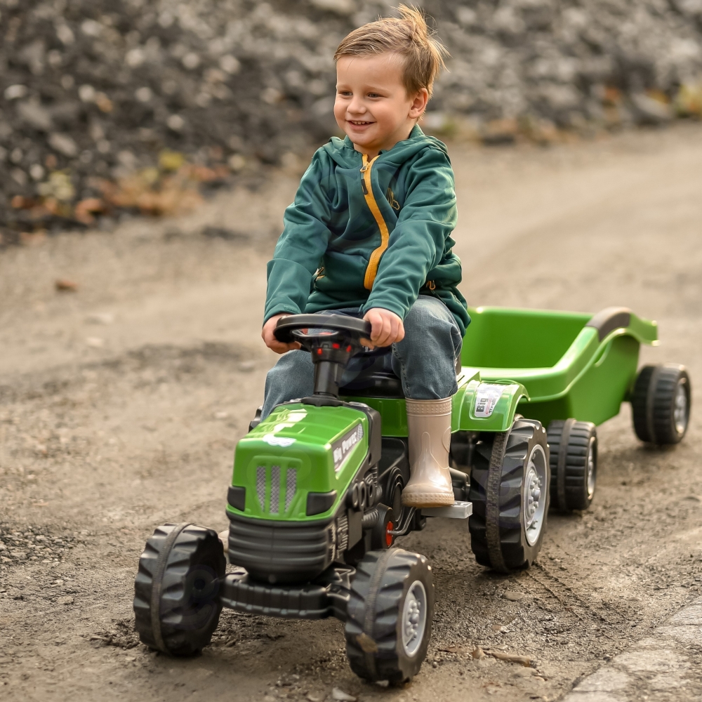 Pedalinis traktorius WOOPIE Big PowerTrac su priekaba XXL-Judėjimui, Minami traktoriai ir jų priedai-e-vaikas