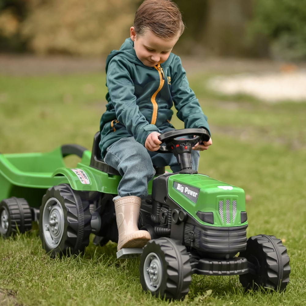 Pedalinis traktorius WOOPIE Big PowerTrac su priekaba XXL-Judėjimui, Minami traktoriai ir jų priedai-e-vaikas