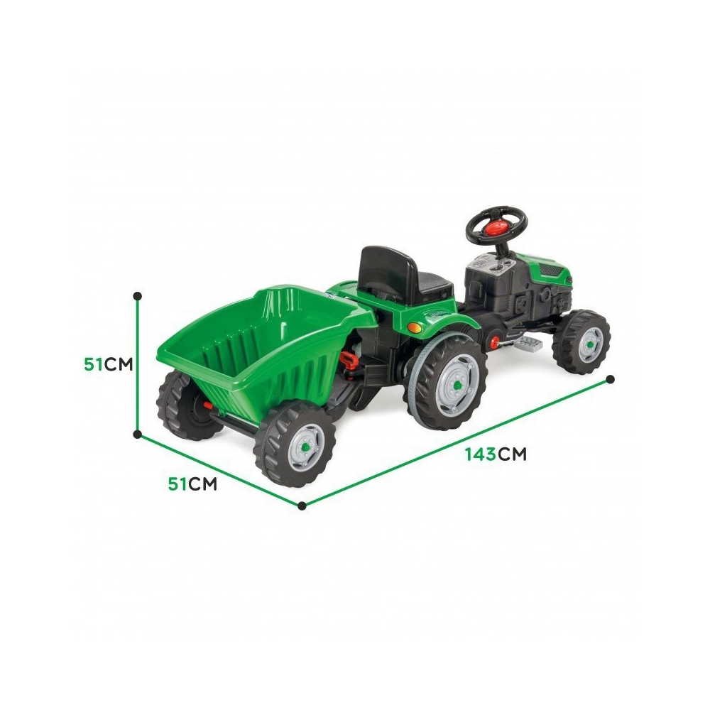 WOOPIE Farmer GoTrac MAXI Pedal Tractor with Silent Wheel Trailer 