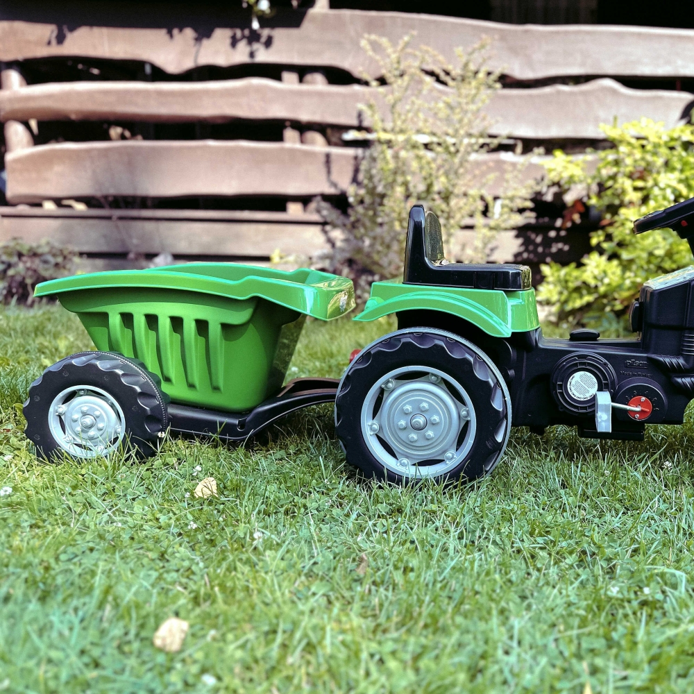 Pedalinis traktorius su priekaba WOOPIE Farmer GoTrac MAXI, žalias-Judėjimui, Minami traktoriai ir jų priedai-e-vaikas
