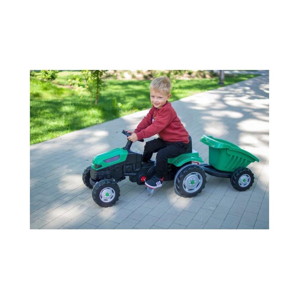 Pedalinis traktorius su priekaba WOOPIE Farmer GoTrac MAXI, žalias-Judėjimui, Minami traktoriai ir jų priedai-e-vaikas