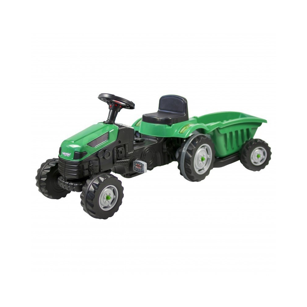 Pedalinis traktorius su priekaba WOOPIE Farmer GoTrac MAXI, žalias-Judėjimui, Minami traktoriai ir jų priedai-e-vaikas