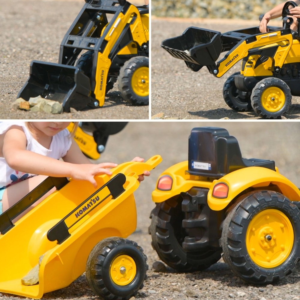 FALK Komatsu Pedal Tractor Excavator with Trailer and Bucket