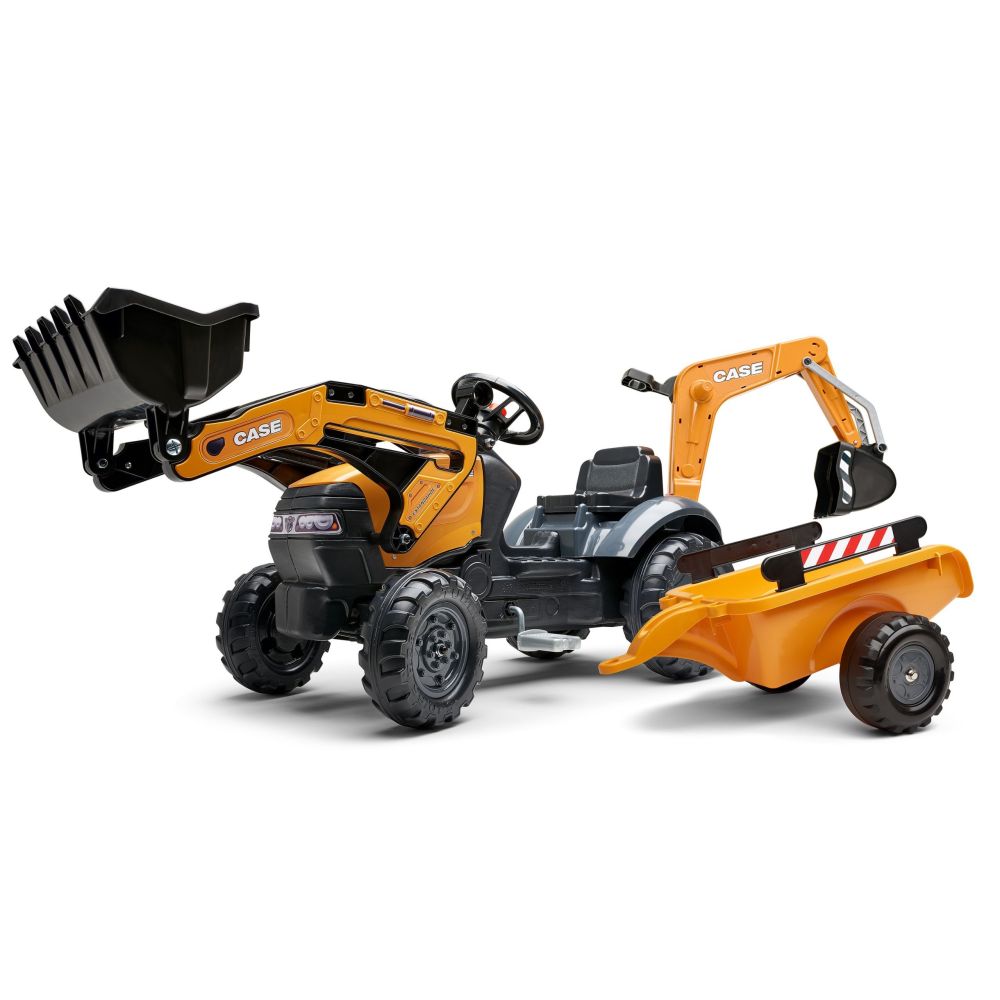 FALK CASE Pedal Tractor with Excavator Bucket and Trailer 2-5 years