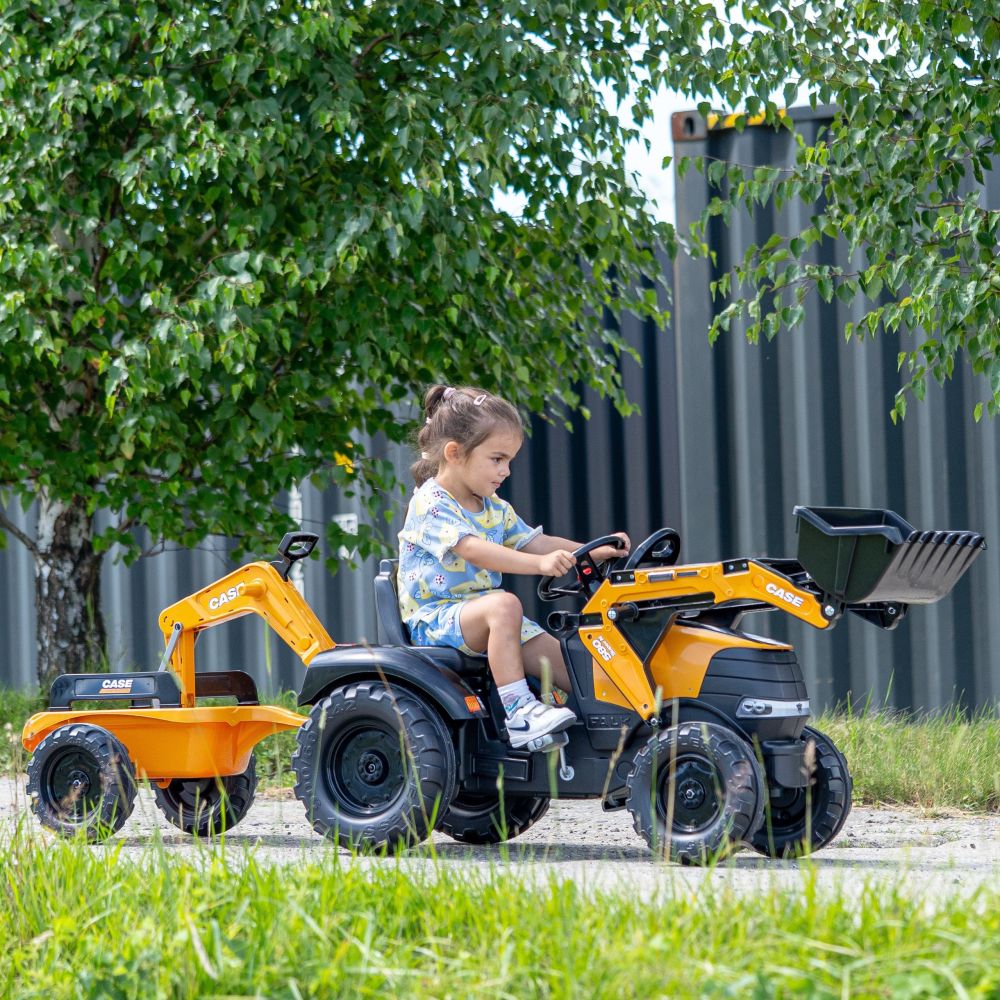 FALK Case CE Pedal Tractor with Backhoe Loader and Trailer 3-7 years
