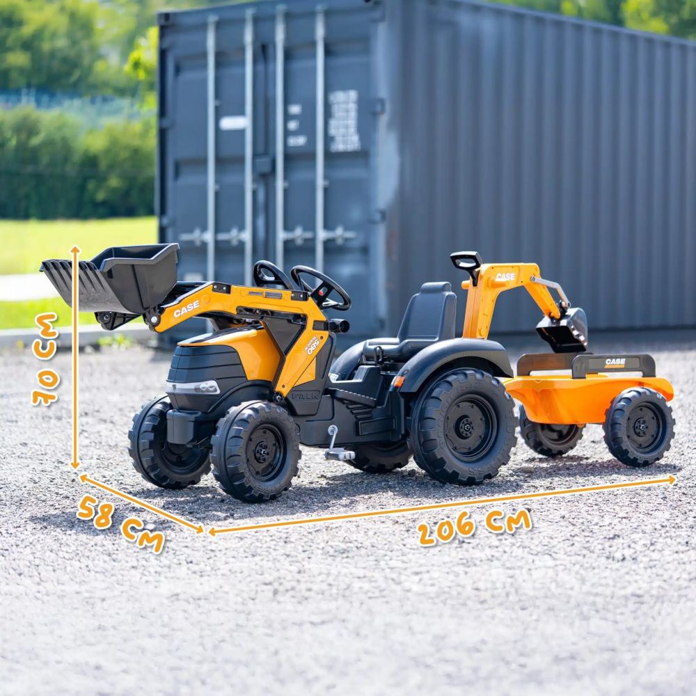 FALK Case CE Pedal Tractor with Backhoe Loader and Trailer 3-7 years