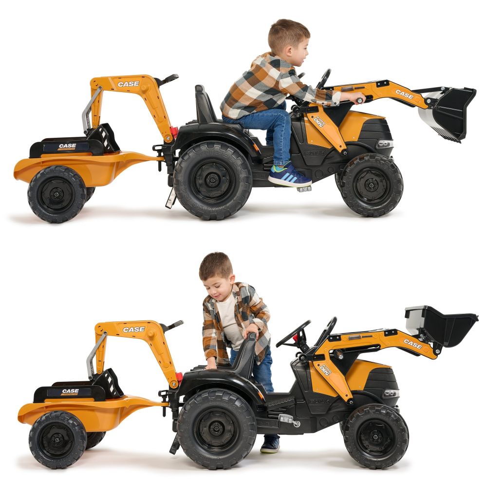 FALK Case CE Pedal Tractor with Backhoe Loader and Trailer 3-7 years
