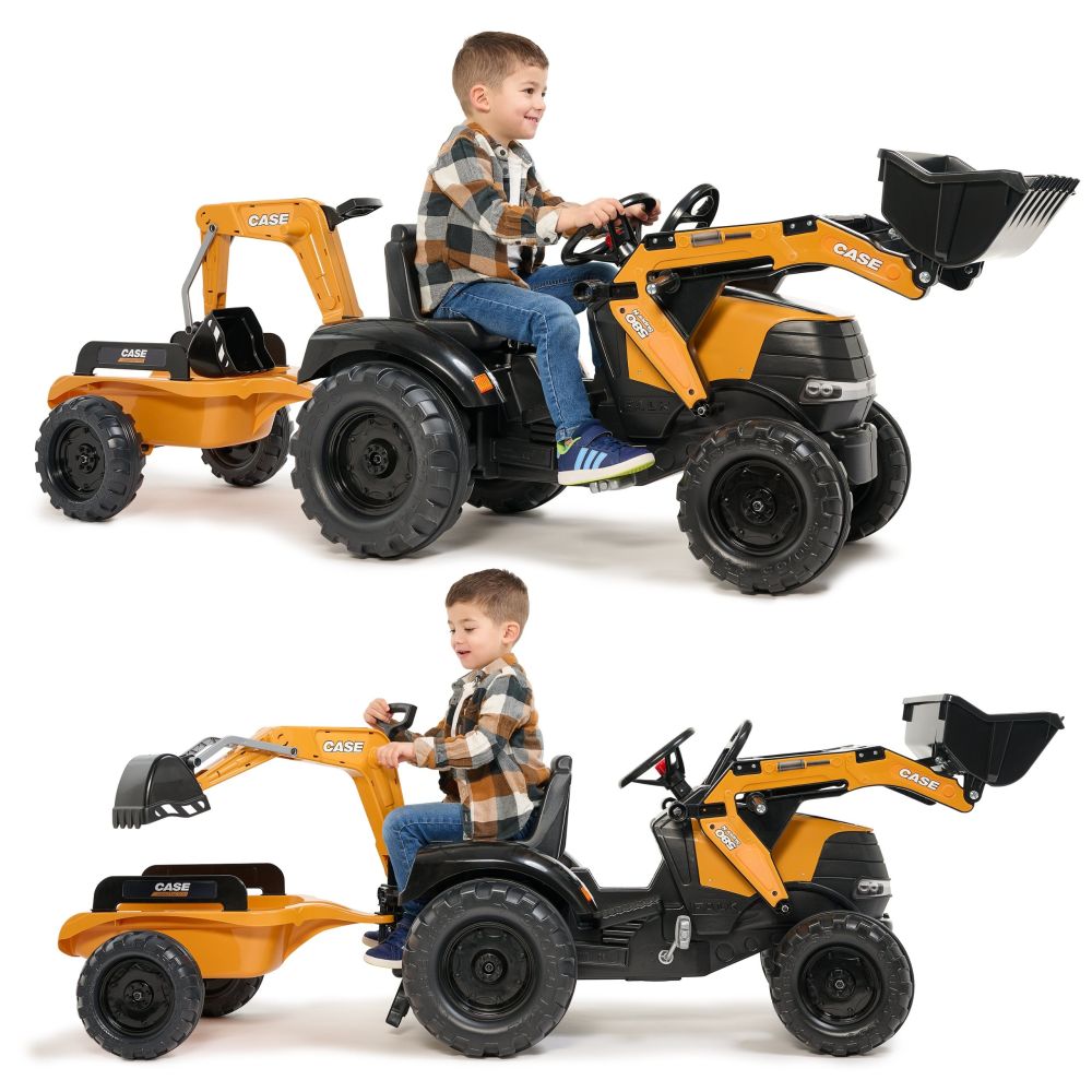 FALK Case CE Pedal Tractor with Backhoe Loader and Trailer 3-7 years