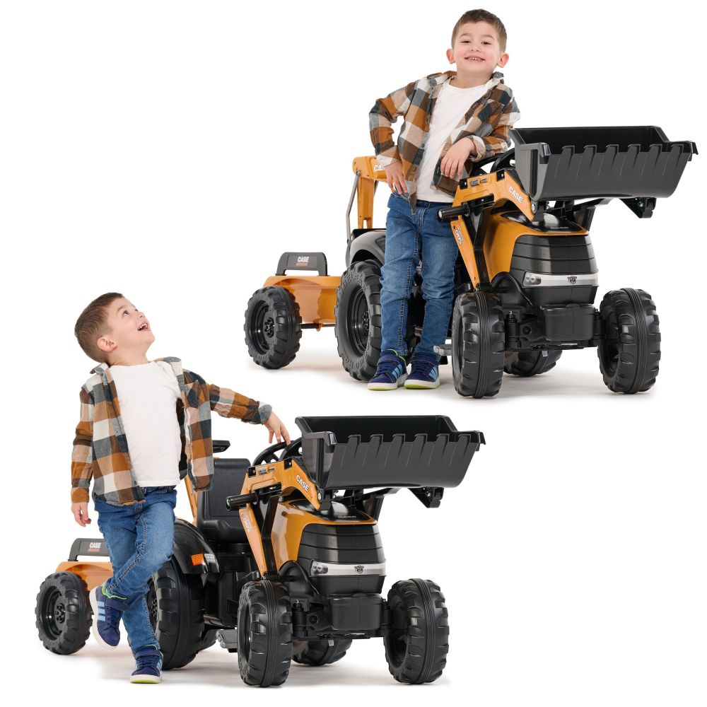FALK Case CE Pedal Tractor with Backhoe Loader and Trailer 3-7 years
