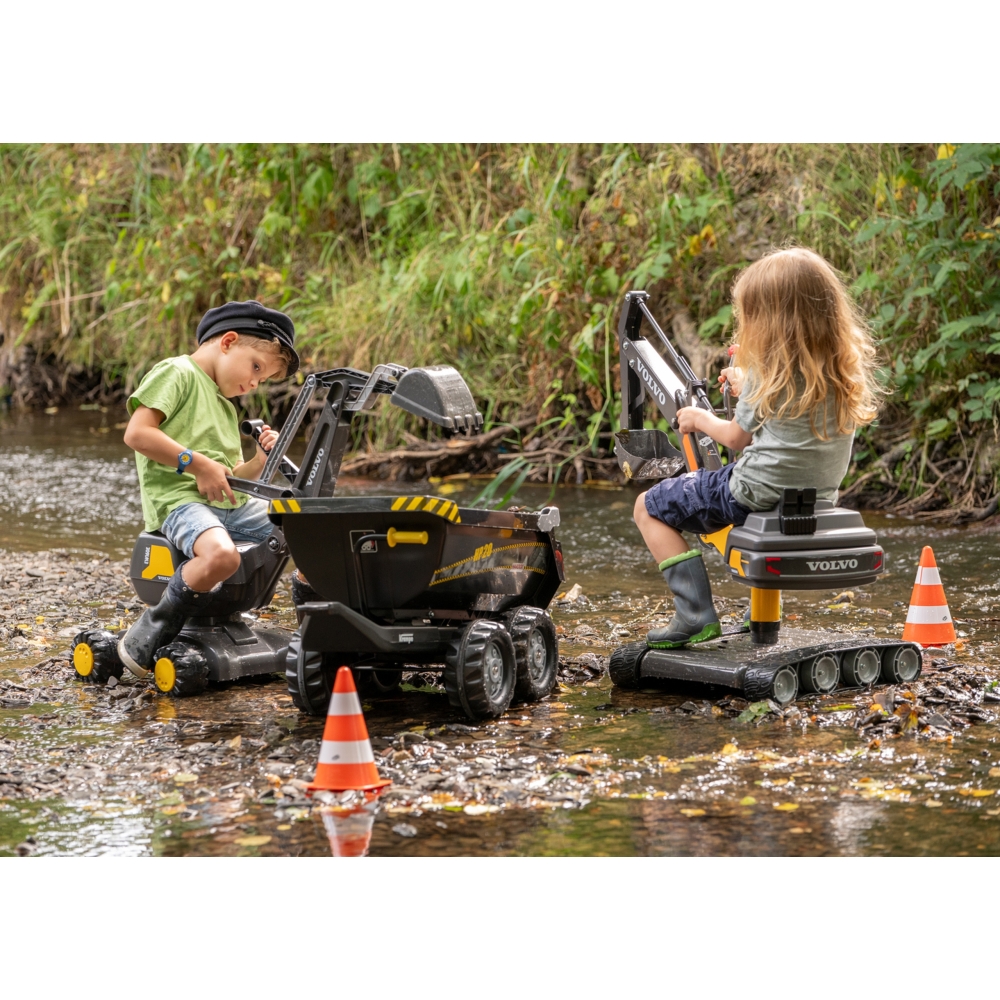 Paspiriamas ekskavatorius Rolly Toys Volvo rollyDigger, juodas-Judėjimui, Žaislai, Paspiriamosios mašinėlės ir jų priedai, Lauko