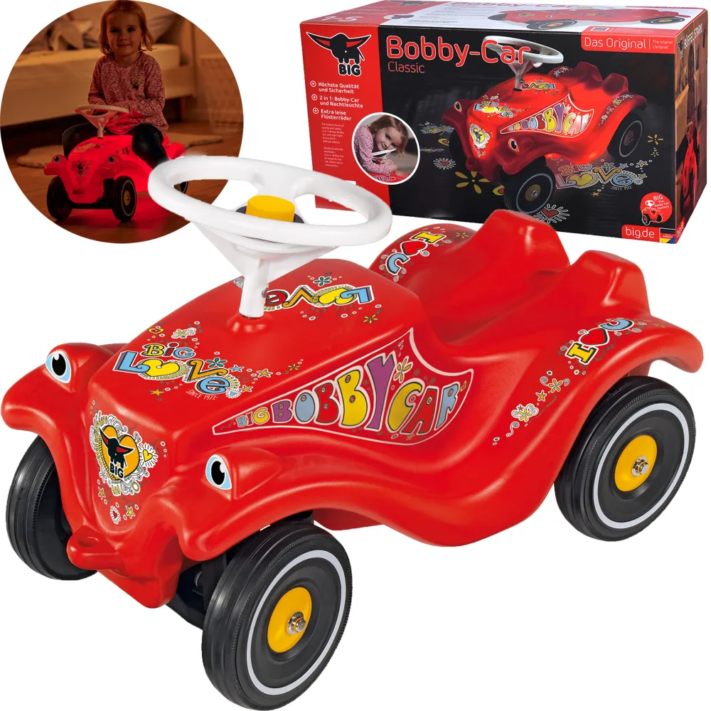 BIG Bobby Car Classic Rider su šviečiančiu ragu-Judėjimui, Paspiriamosios mašinėlės ir jų priedai, Paspiriamos mašinėlės-e-vaika