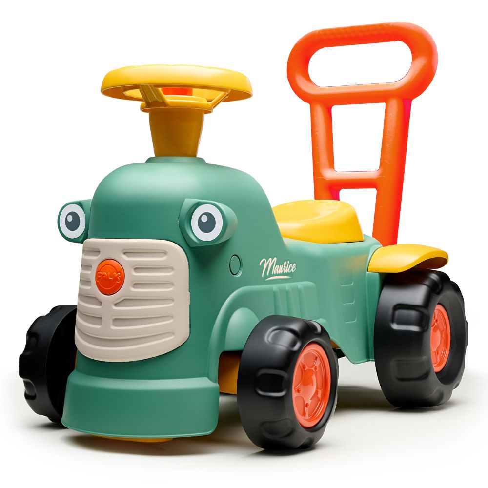 Paspiriamas traktorius - stumdukas FALK Maurice Ride-on Pushback nuo 1 metų Green-Judėjimui, Paspiriamosios mašinėlės ir jų prie