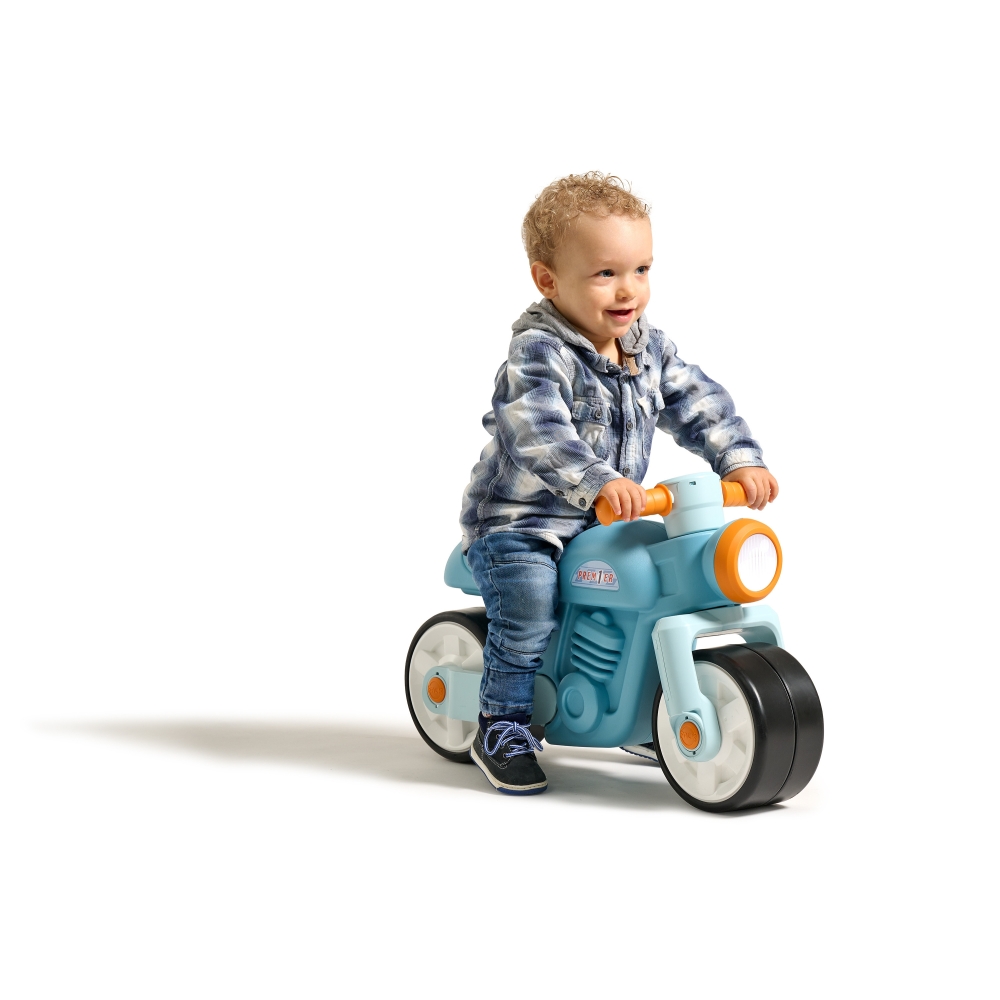 Paspiriamas motociklas FALK Quiet Wheels Motor Prem1er Retro Blue 1+-Judėjimui, Balansiniai dviratukai-e-vaikas