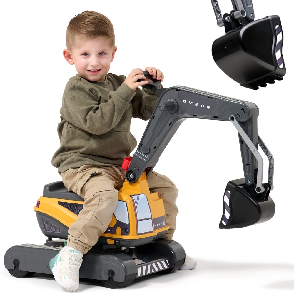 Ekskavatorius su pasukama kabina ir kaušu FALK Volvo, geltonas