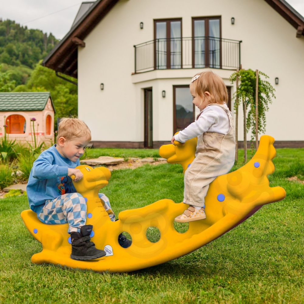 Sūpynės keliems vaikams WOOPIE Dino, geltona-Žaislai, Lauko žaislai, Sūpynės-e-vaikas