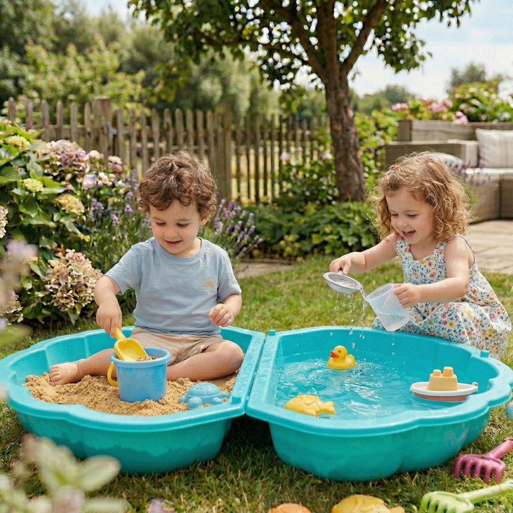 Smėlio dėžė / baseinas WOOPIE Sandbox 3-in-1, 1 vnt žalias-Žaislai, Lauko žaislai, Smėlio dėžės-e-vaikas