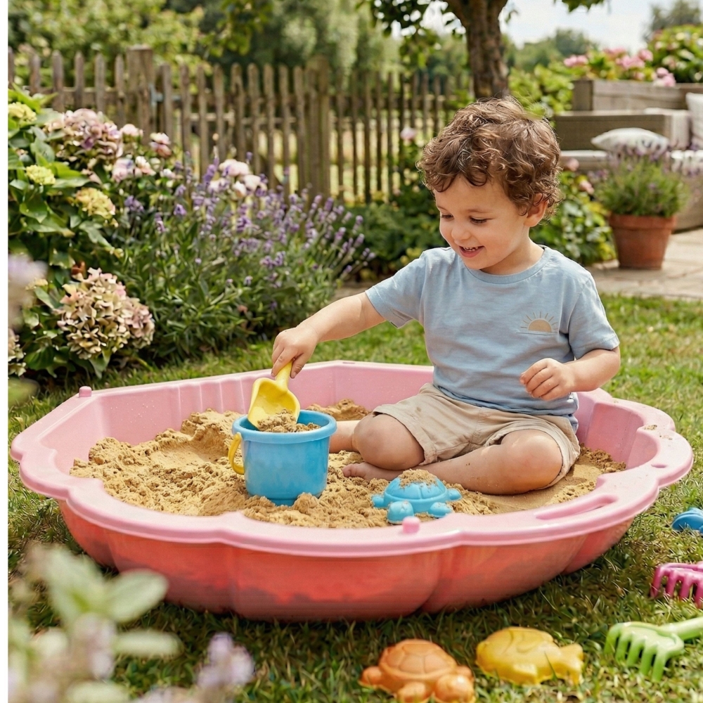 Smėlio dėžė / baseinas WOOPIE Sandbox 3-in-1 Shell, 1 vnt rožinė-Žaislai, Lauko žaislai, Smėlio dėžės-e-vaikas