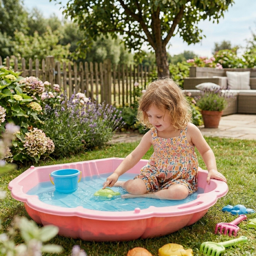 Smėlio dėžė / baseinas WOOPIE Sandbox 3-in-1 Shell, 1 vnt rožinė-Žaislai, Lauko žaislai, Smėlio dėžės-e-vaikas